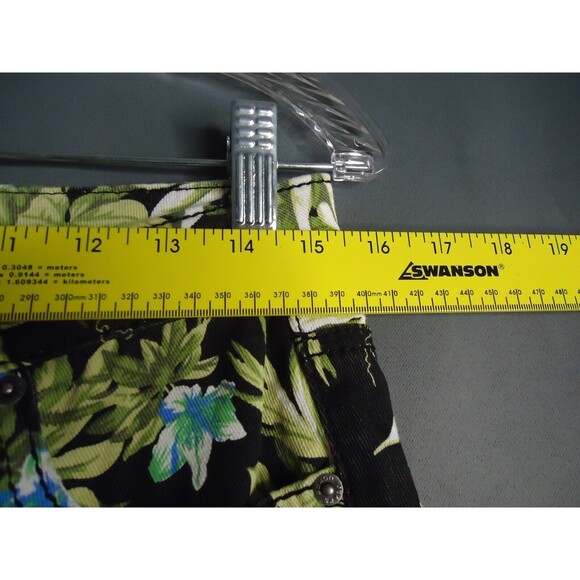 Bongo Cropped Skinny Ankle Jeans Juniors Size 7 Green/Black Floral Print New - Picture 6 of 9